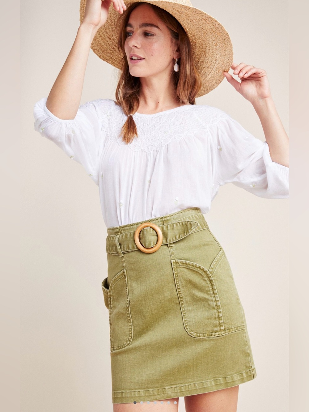 Anthropologie Pilcro  Denim Mini Skirt with Matching Belt Size 14